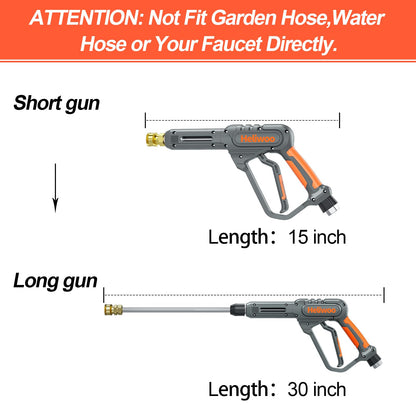 Heliwoo Pressure Washer Gun and Hose 3600 PSI, 50 FT Power Washer Hose, Extension Wand, 3/8" Swivel Quick Connector & M22-14mm Fitting, 30" Extension Wand & 7 Nozzle Tips