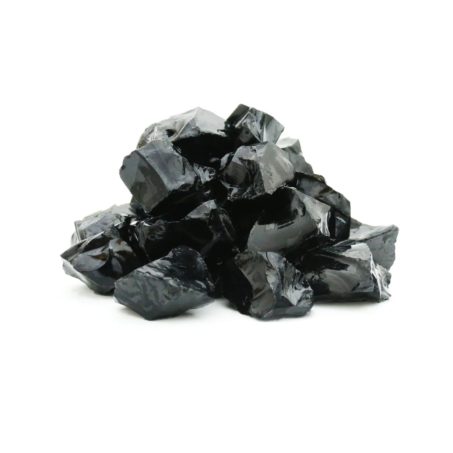 Black Obsidian Stones Crystal Bulk, Raw White Quartz Crystal Stones for Wicca, Reiki, and Energy Healing Crystals, Witchcraft Supplies, Rocks for Tumbling, Calcite Crystal, Hypnotic Gems(1 Lb)