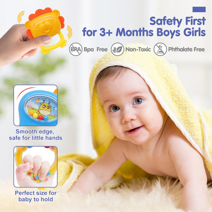 RUIDYA 20PCS Baby Rattles Toys Set, Baby Toys 3-6 Months, Infant Grab and Shake Rattle, Sensory Teether, Learning Toy for 0 1 2 3 4 5 6 7 8 9 10 11 12 Month 1 Year Old Newborn Boys Girls