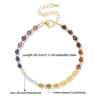 GolbalJew Tiny Crystal Beads Bracelet Colorful Natural Stone Adjustable Link Bracelet for Women Trendy Jewelry Gift