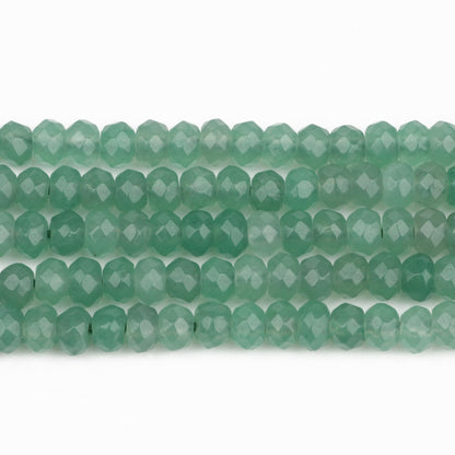 2 String 220PCS 3x5mm Natural Green Color Jade Stone Beads for Jewelry Making, Songxi Facted Loose Gemstone Beads for DIY Bracelet Necklace Making Supplies with Energy Healing Chakra Power