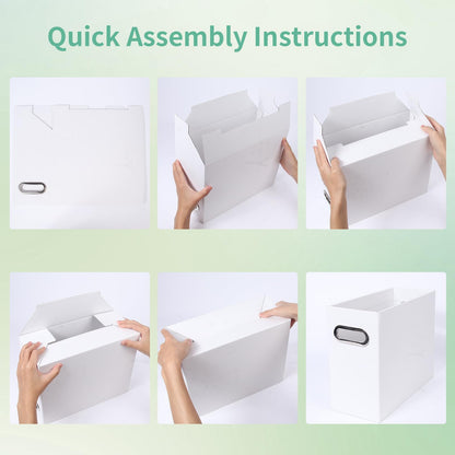 Tcbelosion Collapsible File Organizer Box with Handle, Filing Organizer for Home or Office, Small Portable File Box(1 Pack, White)