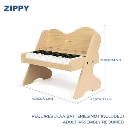 ZIPPY Kids Piano Keyboard, 25 Keys Digital Piano for Kids, Volume Adjustable, Mini Music Educational Instrument Toy, Wood Toy for Toddlers Girls Boys (Oak)