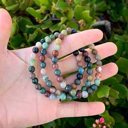 Adabele Real Natural Indian Agate Gemstone Beaded Bracelet 7 Inch Stretch Chakra Healing Crystal Stone Jewelry Women Mom Gift GB6-A31