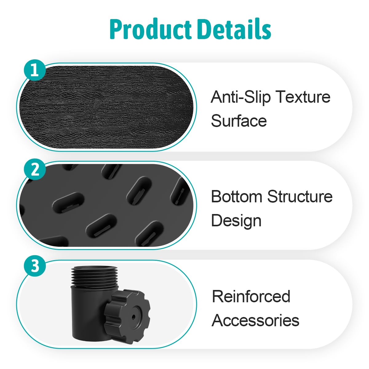 Diyfire Umbrella Table, Umbrella Side Table, Patio Umbrella Table Tray with Hole, Beach Umbrella Base Table, Outdoor Table with Umbrella Hole for Garden, Balcony, Deck, Poolside, Black