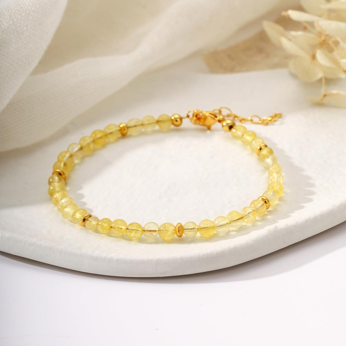 Kenailw Citrine Crystal Bracelet for Women Natural Stone Cuarzo Citrino Para Mujer Beads Bracelet Jewelry Gifts
