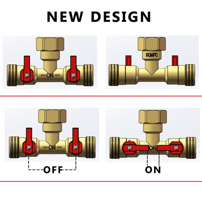 3/4" hose splitter 2 way water splitter male connectors allows you to run 2 hoses, hose quick connectors, hose spigot