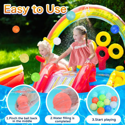 24PCS Reusable Water Balloons, Self-Sealing Silicone Water Bomb, Refillable Water Balls for Boys and Girls, Outdoor Summer Water Toys Pool Beach Park Yard