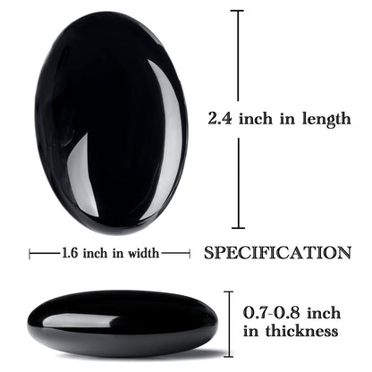 MAIBAOTA 2.4" Large Black Obsidian Crystal Stone Polished Palm Stone Healing Crystals 0.7" Thick Natural Reiki Gemstone Worry Stone Energy Balancing Anxiety Stress Relief Meditation 1 Pc