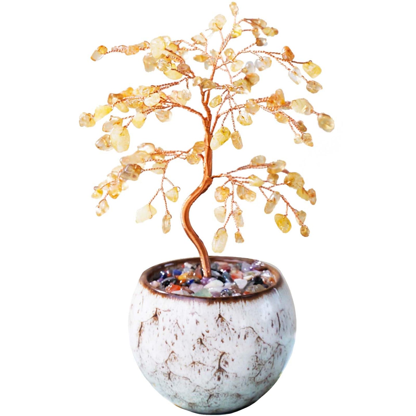 Runyangshi Citrine Crystal Tree of Life - 8" Large Natural Chakra Healing Crystal Tree, Bringing Money, Good Luck, Positive Energy for Home Decor, Feng Shui Gifts, Office Desk Ornament