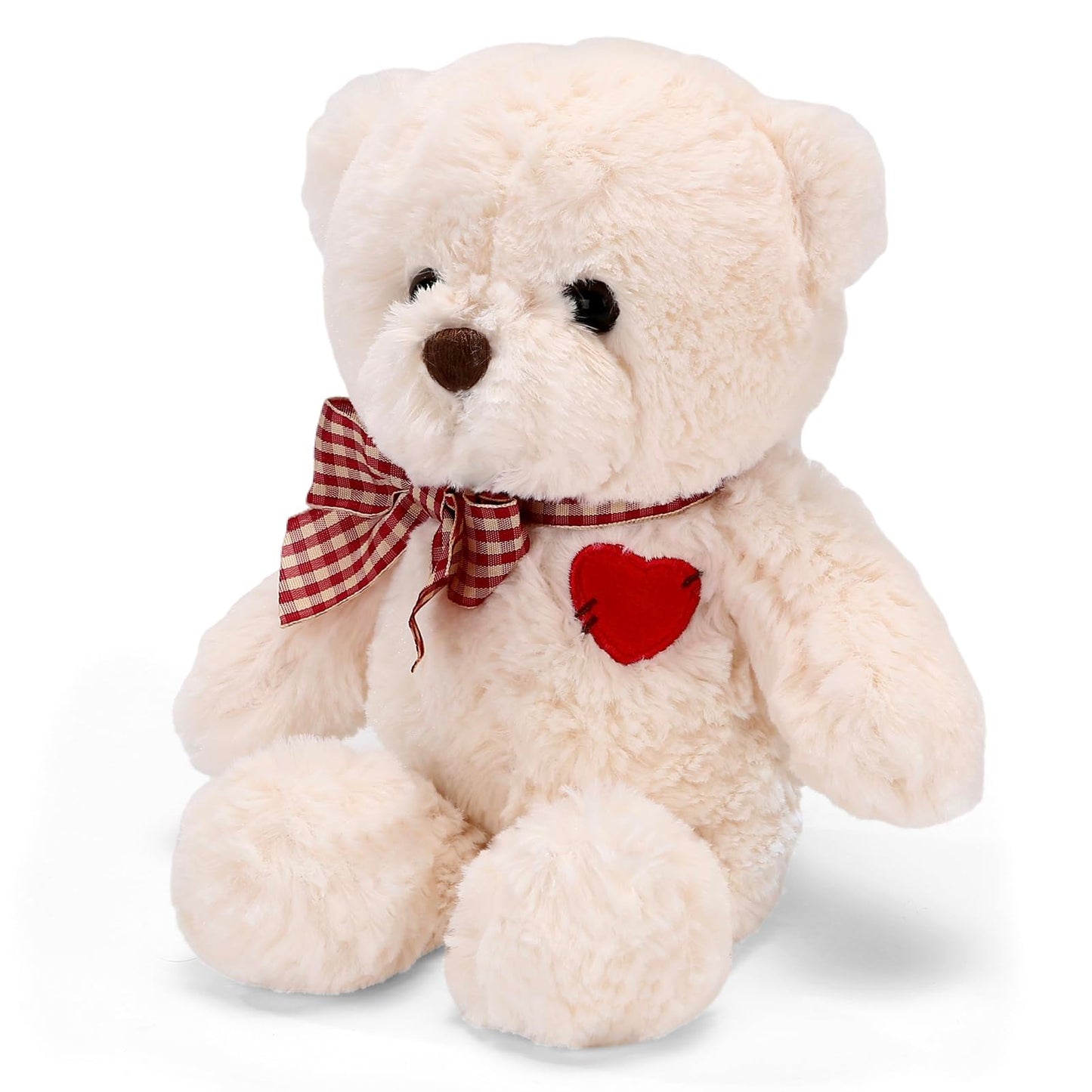 Riuhot Small Teddy Bear with Heart Cute Brown Teddy Bear Stuffed Animal Soft Stuffed Bear Plush Bear Plushie Toys Gifts for Girlfriend Boyfriend Kid