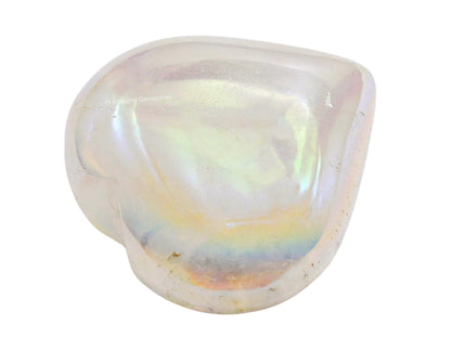 Amazing Gemstone Angel Aura Quartz Crystal Heart Palm Stone - Pocket Massage Worry Stone for Natural Body Chakra Balancing, Reiki Healing and Crystal Grid