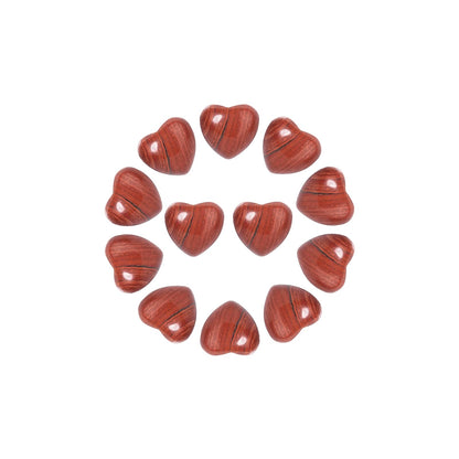 Yochus 5pcs Red Jasper Natural Heart Stone Beads，12mm Healing Energy Gemstone for Jewelry Making Earring Necklace DIY