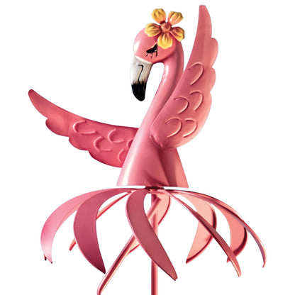 Bits and Pieces Pink Flamingo Wind Spinner - 38 Inch Outdoor Garden Decoration Rust-Resistant Windspinner Windmill Yard Art