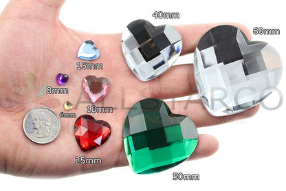 KraftGenius Allstarco 8mm Flat Back Heart Acrylic Rhinestones Tiny Face Gems Body Jewels Card Making Embelishments - 100 Pieces (Green Xmas JG02)