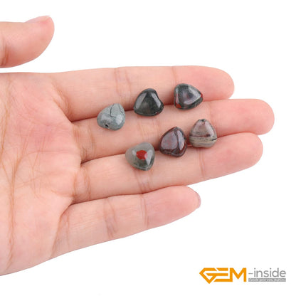 GEM-Inside 10mm Heart Charms Natural Africa Blood Stone Agate Gemstone Stone Beads for Jewelry Making Full 15" Strand Power Energy Healing Chakra Stone Beads