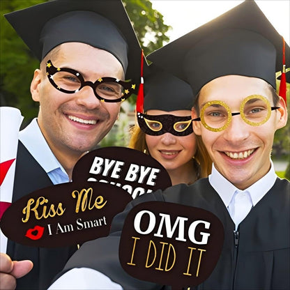 Happy Graduation 2026 Photo Booth Props 35pcs Funny Large Graduation Photo Props Class of 2026 Grad Decor with Sticks for Kids Boy Girl Women Men Graduation Party Favors Supplies Decorations