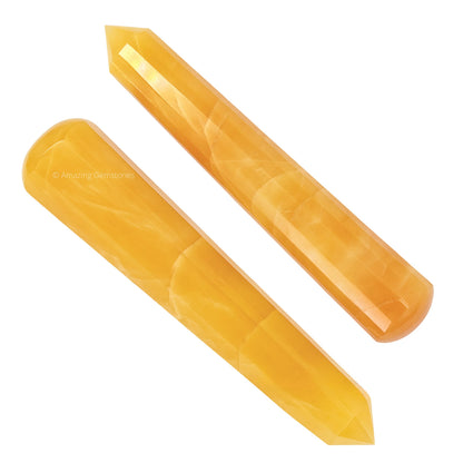 Amazing Gemstone Yellow Aventurine Crystal Wand Massage Stick - Pelvic Wand Gua Sha for Adults - Crystals and Healing Stones Massage Wands for Adults Gifts (Pointed)