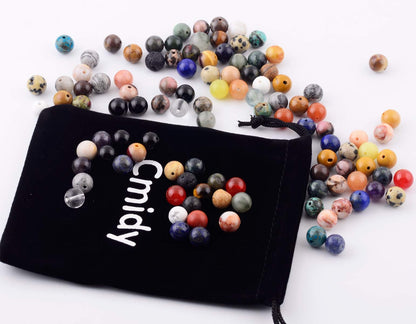 Natural Stone Beads 100pcs Round Genuine Real Stone Beading Loose Gemstones Hole Size 1mm DIY Smooth Bead for Bracelet Necklace Earrings Jewelry Making (Natural Stone Beads Multicolor, 10mm)