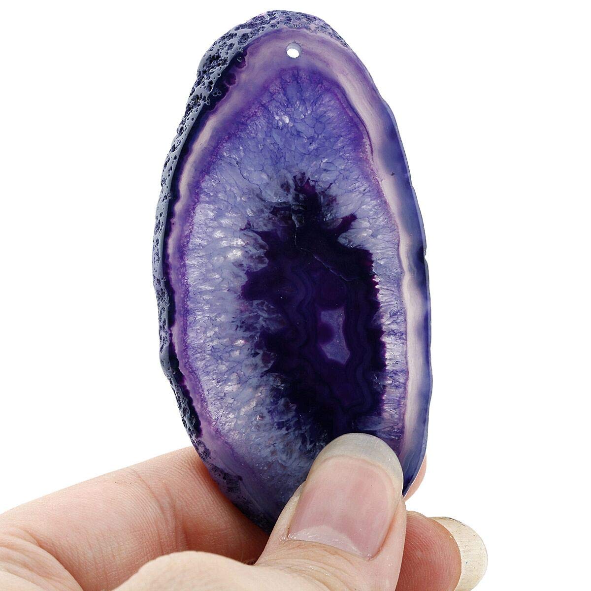 SUNYIK Top Drilled Agate Quartz Slice,Irregular Shapes,Purple,Pack of 10