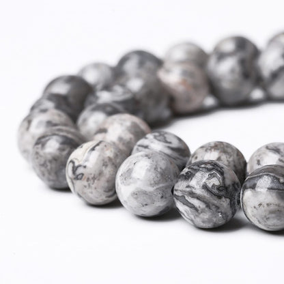 A+ Natural Map Jasper Gemstone Beads Gray Energy Stone Healing Power for Jewelry Making DIY Bracelet 8mm 45pcs