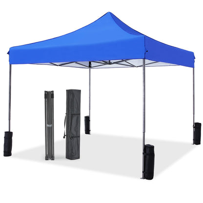 NEWBULIG 10x10 FT Pop Up Canopy, Heavy Duty Sun Shade, Portable Outdoor Shelter with Sand Bags for Camping/Beach/Backyard, Classic Blue