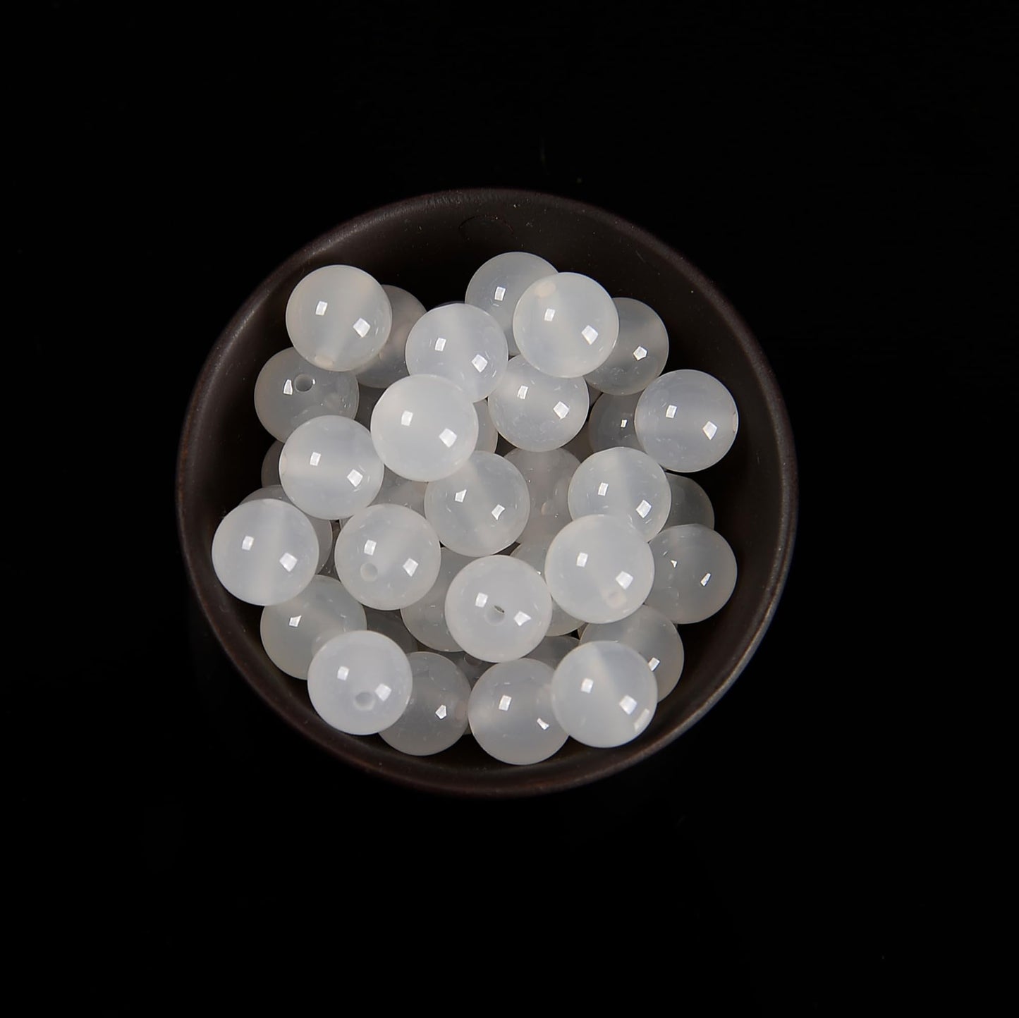 65Pcs 6mm White Agate Natural Faceted Round Loose Real Stone Beads Gemstone Genuine for DIY Hand Made Craft Jewelry Bracelet Earring Necklace String Making Energy Healing Power