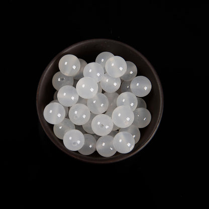 65Pcs 6mm White Agate Natural Faceted Round Loose Real Stone Beads Gemstone Genuine for DIY Hand Made Craft Jewelry Bracelet Earring Necklace String Making Energy Healing Power
