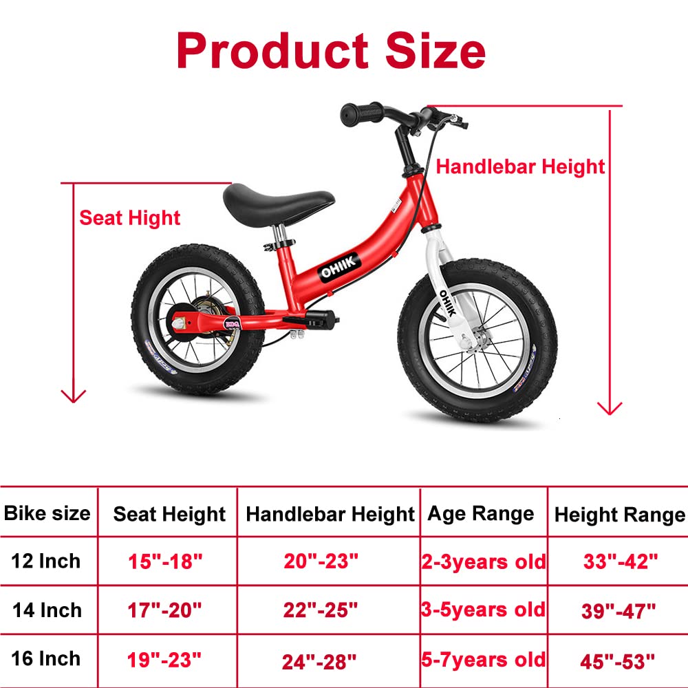 OHIIK Balance Bike 2 in 1 for Kids 2 3 4 5 6 7 Years Old,Balance to Pedals Bike,12 14 16 inch Kids Bike,with Pedal kit,Training Wheels,Brakes (16 inch, Red)