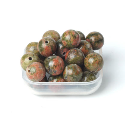 100Pcs Natural Stone 8mm Unakite Round Loose Gemstone Energy Healing Beads Hole Size 1mm DIY Smooth Beads for Bracelet Necklace Earrings Jewelry Making