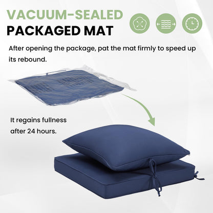 Soohow Outdoor Chair Cushions Set of 4, 24"× 24" Outdoor Sofa Replacement Cushions with Removable Cover for Patio Furniture, Navy