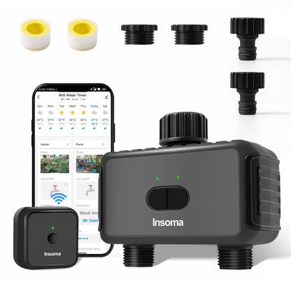 Smart Hose Watering Timer with Wi-Fi Hub, Automatic Irrigation System Controller for Lawns and Yard, Compatible with Alexa