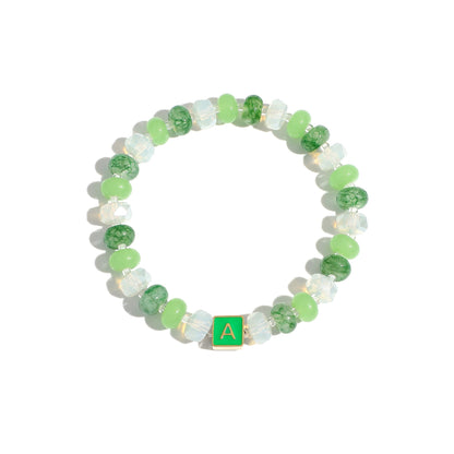 SLYAIH Colorful Beaded Initial Bracelets for Women Boho Crystal Beaded Elastic Stretch Bracelet A-Z Letter Bracelet Handmade Jewelry Gifts for Women