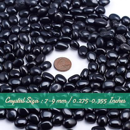 SigMntun Polished Obsidian Crystal Chips 200 Pcs - 0.3" 10 oz Tumbled Stone Chips Crushed Sea Glass Stones Healing Reiki Crystal Making Home Decoration