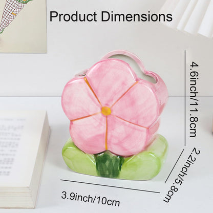 Busnos Pink Makeup Brush Holder Pen Holder for Office Desk Accessories Aesthetic Pencil Holder Cute Flower Home Decor Birthday Gifts for Women Vanity Toothbrush Holder Kawaii Kitchen Utensil Holder