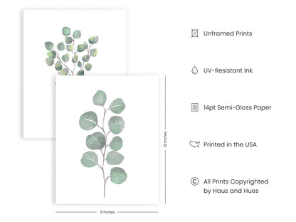 HAUS AND HUES Leaf Prints Botanical Wall Art Set of 6 Nature Art Prints & Eucalyptus Leaves Wall Decor | Botanical Prints Eucalyptus Wall Art Plant Decor | Unframed, 8" x 10"