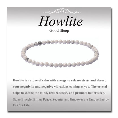 MASSIVE BEADS Natural Genuine Gemstone Beads Healing Crystal Chakra Reiki Jewelry Faceted Round Beads Bracelets (Howlite, 3mm)