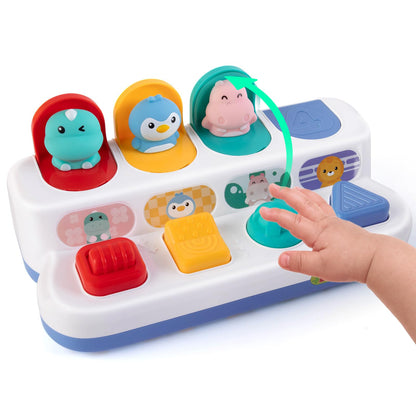 Montessori Cause and Effect Toy 6-12 Months, Baby Push Button Pop Up Animal Toy, Interactive Sensory Toys for Toddlers 1 2 3, Developmental Educational Toy for Boys Girls 9 10 11 Months