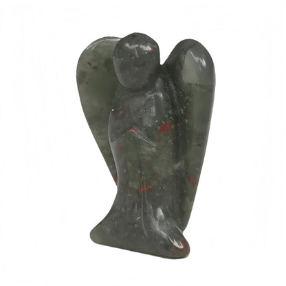 Afucats Natural African Bloodstone Healing Guardian Angel Indoor Decorative Stone,1.5 Inches Carving Pocket Palm Statue,Gift for Her Christmas Décor