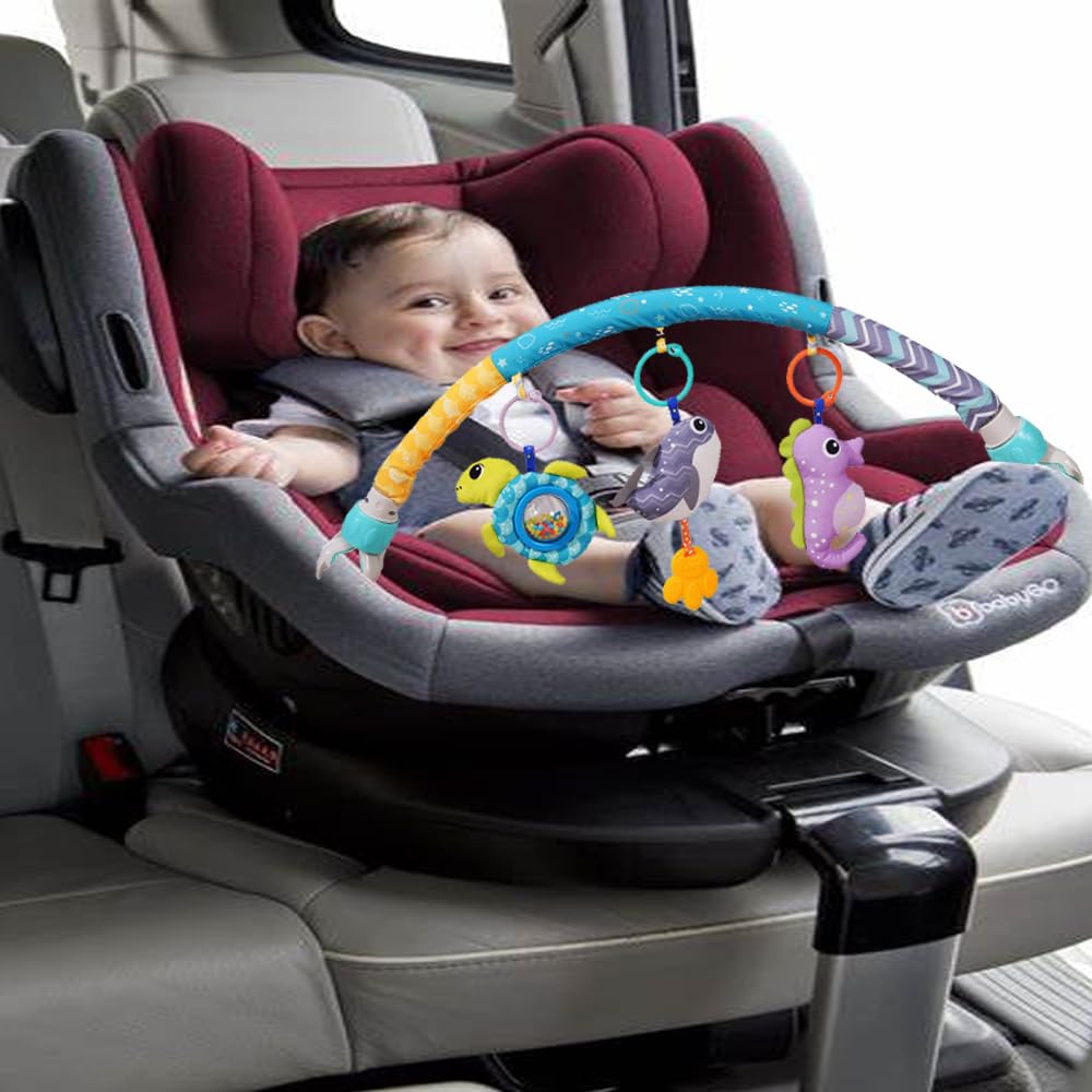 ORZIZRO Baby Stroller Arch Toys, Crib Mobile for Infants Adjustable Bassinet Mobile with Universal Clamp, Activity Toy Bar for Bouncer Newborn CarSeat Stroller Toy Sense Toys for Baby 0 6 12 Months