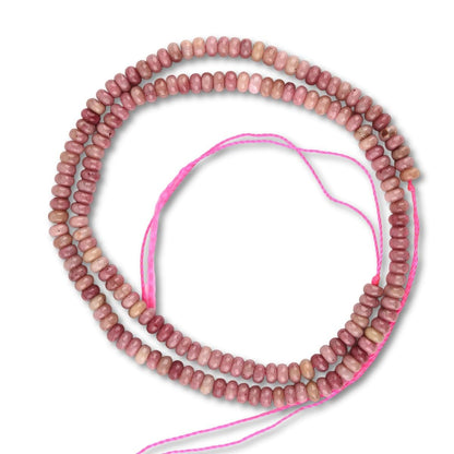 160pcs 4x2mm Natural Rhodochrosite Disk Rondelle Spacer Semi Precious Gemstone Loose Stone Beads for Jewelry Making 15 Inch