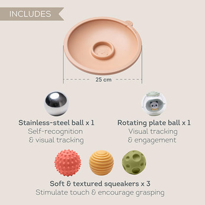 Taf Toys Tummy Time Play Tray with 5 Sensory Balls for Babies 3-6 Months - Interactive Baby Ball Toy - Enhances Motor Skills, Hand-Eye Coordination - Fun Toddler Ball Toys for Toddlers 1-3