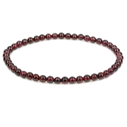 Keleny Natural 4mm Red Garnet Round Beads Gemstones Rock Crystal Stretch Bracelet 7 Inch Unisex
