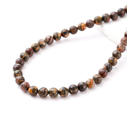 8mm 45pcs DIY Natural Leopard Skin Jasper Stone Beads Round Healing Crystal Gemstone Loose Beads for Jewelry Making Handmade Bracelet Necklace