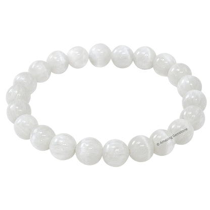 Amazing Gemstone Crystal Bracelet for Women Men's Gifts - Protection Healing Crystal Bracelet - 8mm Gemstone Beaded Stretchable Bracelet Pulseras Para Hombres Mujer Stocking Stuffers Mothers Day Gift (Selenite)