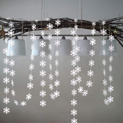 Cheerland Clearance Winter Wonderland Decorations White Snowflake Garland Hanging Paper Snowflakes Decor Snow Flake Streamer for Birthday Holiday Baby Shower Office Classroom January Party Supplies