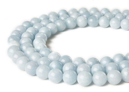 60pcs 6mm Aquamarine Beads Natural Gemstone Beads Round Loose Beads for Jewelry Making