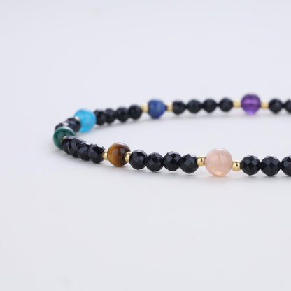 COAI 7 Chakra Bracelet for Women, Beaded Jewelry Black Tourmaline Bracelet for Women