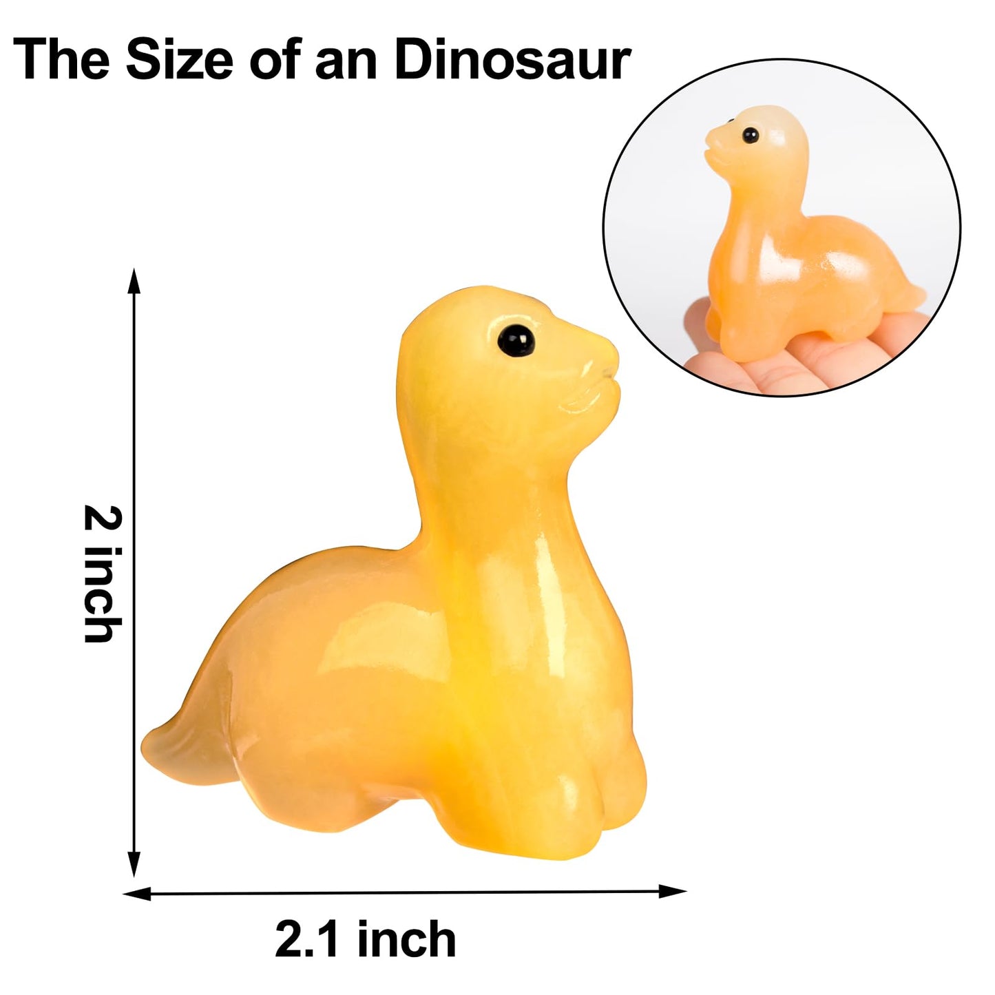 Hguxmcu Hand Carved Yellow Jade Dinosaur Figurine 2 Inch Healing Crystal Statue Realistic Gemstone Animal Sculpture Reiki Energy Decor Lucky Gift for Meditation Collectors