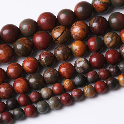 48PCS 8MM Natural Picasso Jasper Round Loose Stone Beads for Jewelry Making DIY Energy Stone Healing Power Bracelet 15"